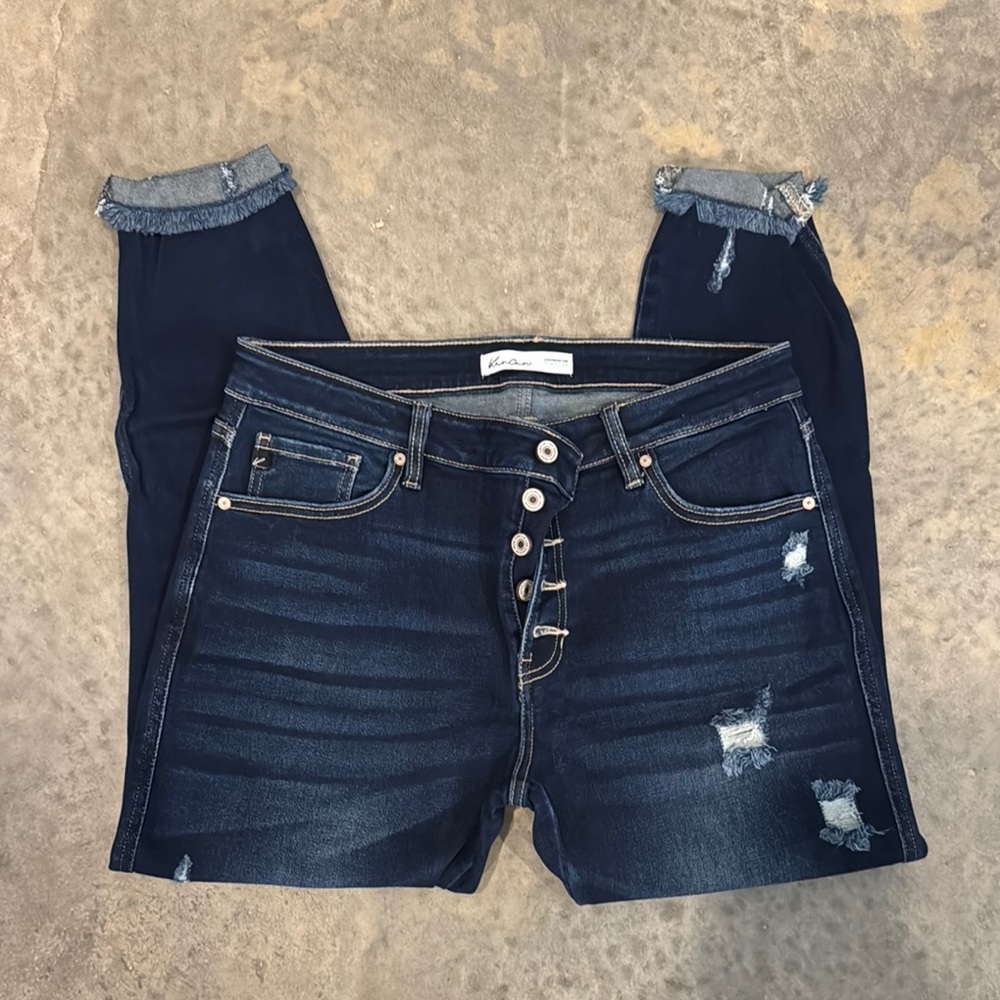 Dark Blue Distressed Jeans